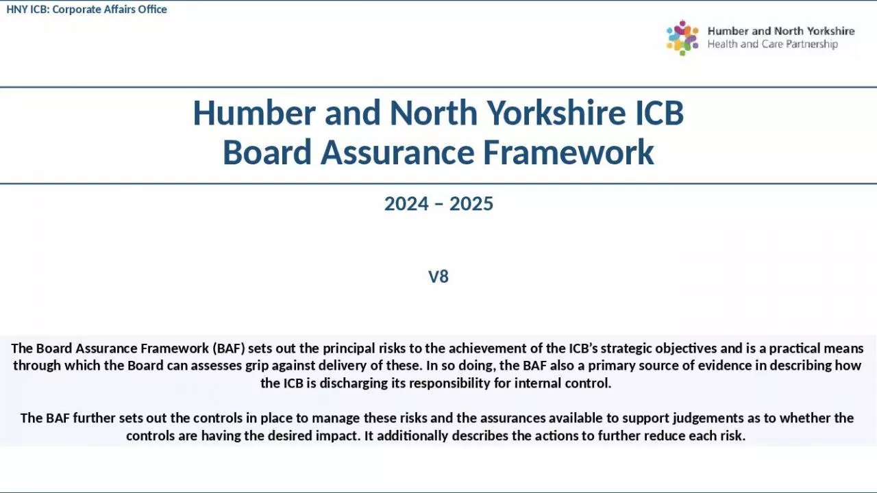 PPT-Humber and North Yorkshire ICB Board Assurance Framework