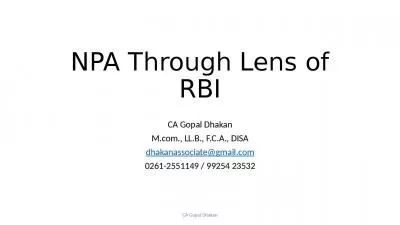 NPA Through Lens of RBI