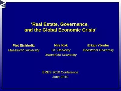 Real Estate, Governance,  and the Global Economic Crisis