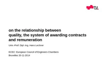 on the relationship between quality, the system of awarding contracts and remuneration