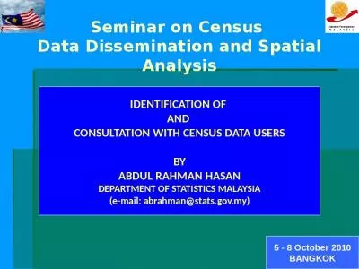 Seminar on Census  Data Dissemination and Spatial Analysis