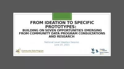 From Ideation to Specific Prototypes:   Building on Seven Opportunities Emerging from Community Data Program Consultations and Research