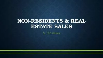 Non-residents & real estate Sales