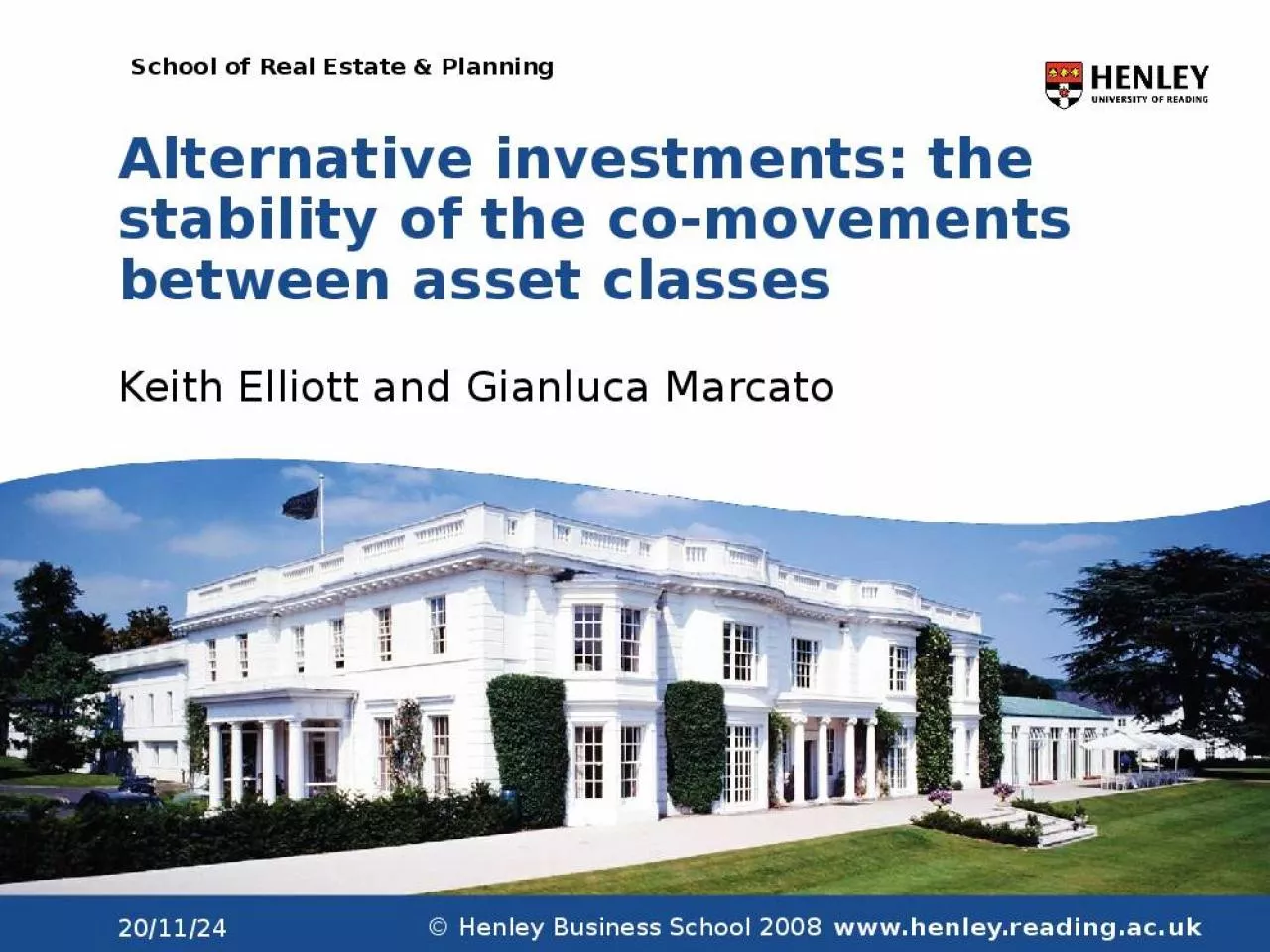 PPT-Alternative investments: the stability of the co-movements between asset classes