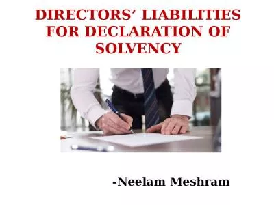 DIRECTORS  LIABILITIES FOR DECLARATION OF SOLVENCY