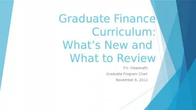 Graduate Finance Curriculum: What s New and  What to Review