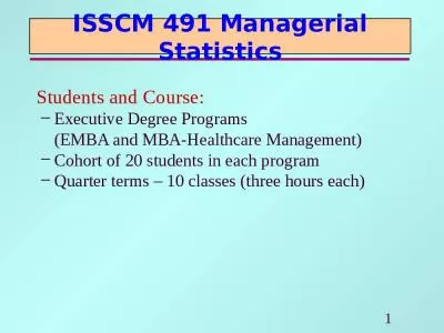 ISSCM 491 Managerial Statistics