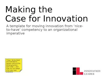 Making the  Case for Innovation