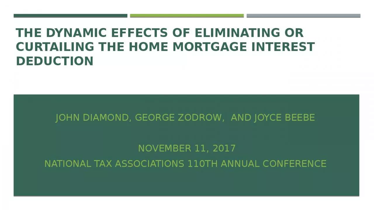 PPT-THE DYNAMIC EFFECTS OF ELIMINATING OR CURTAILING THE HOME MORTGAGE INTEREST DEDUCTION