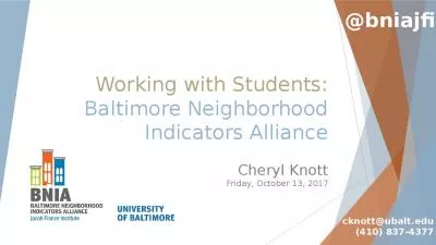 Working with Students: Baltimore Neighborhood Indicators Alliance