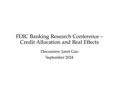 FDIC Banking Research Conference   Credit Allocation and Real Effects