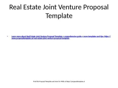 Real Estate Joint Venture Proposal Template