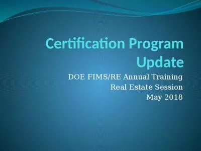 Certification Program Update