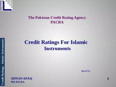 The Pakistan Credit Rating Agency  PACRA  Credit Ratings For Islamic   Instruments   