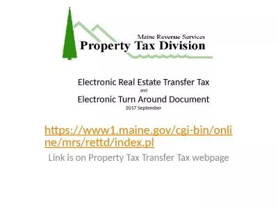 Electronic Real Estate Transfer Tax and Electronic Turn Around Document 2017 September