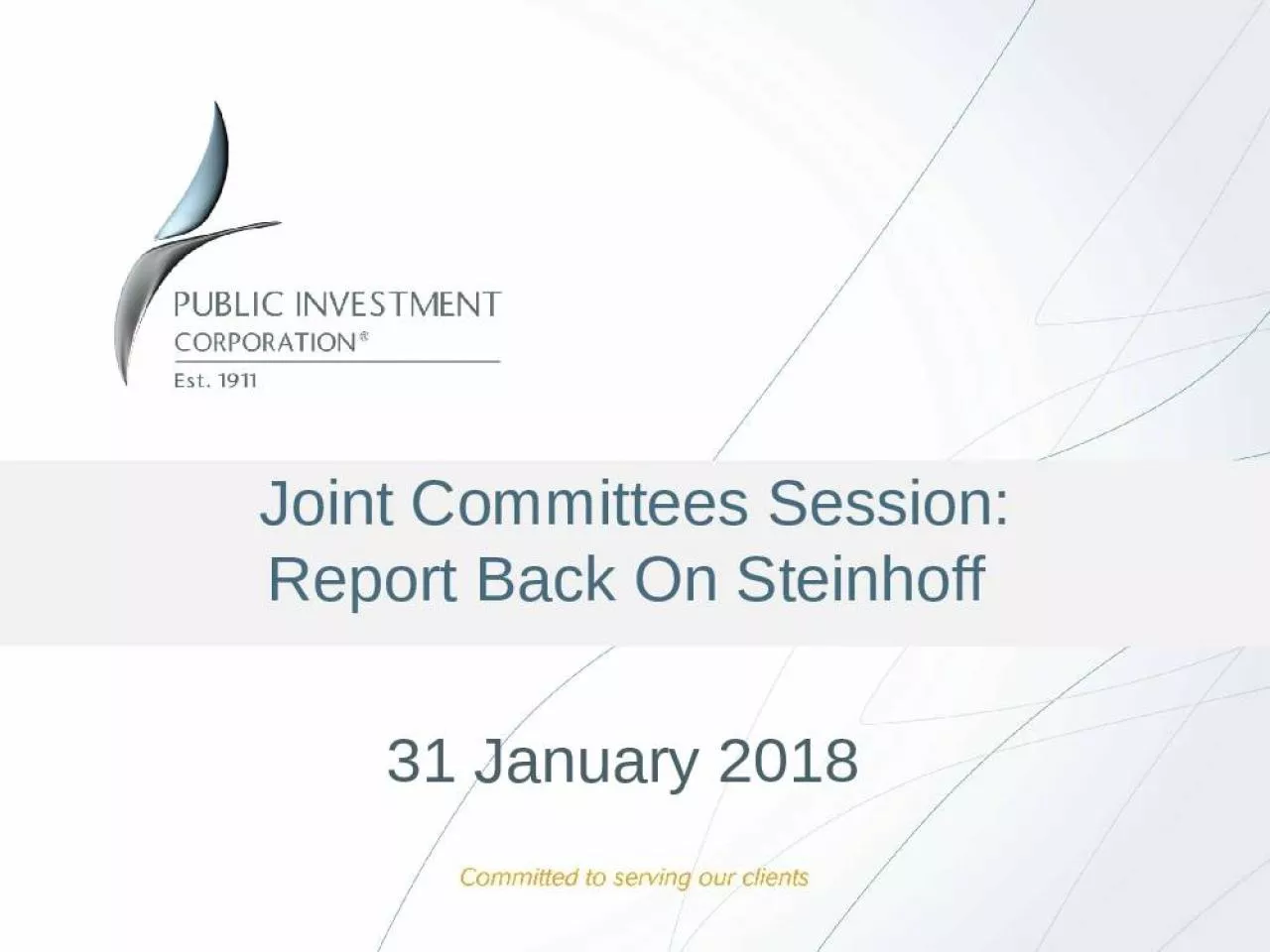 PPT-Joint Committees Session: Report Back On Steinhoff