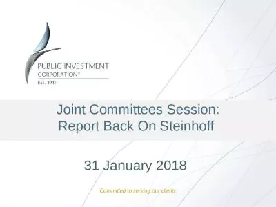 Joint Committees Session: Report Back On Steinhoff