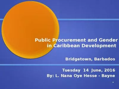 Public Procurement and Gender in Caribbean Development