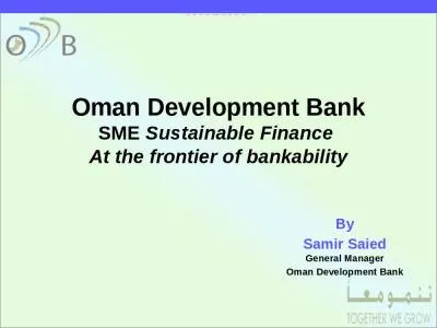 Oman Development Bank SME Sustainable Finance  At the frontier of bankability