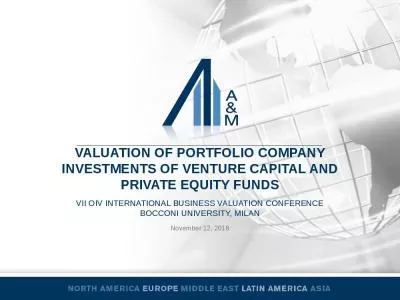 Valuation of Portfolio Company Investments of Venture Capital and Private Equity Funds