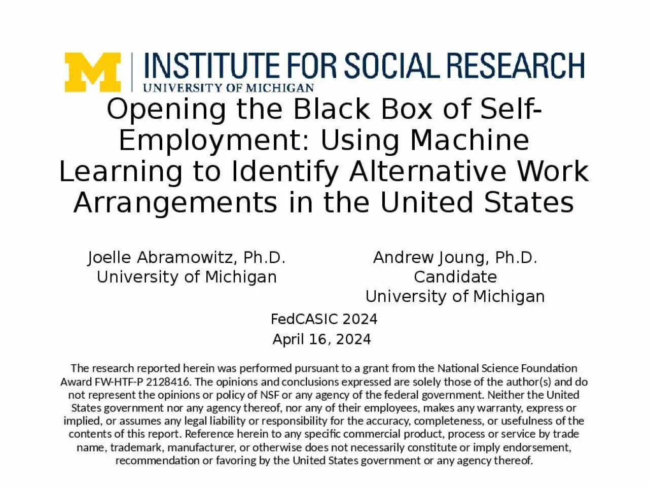 PPT-Opening the Black Box of Self-Employment: Using Machine Learning to Identify Alternative