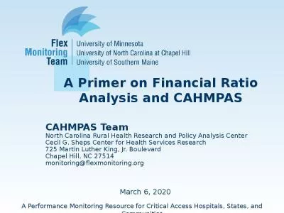 A Primer on Financial Ratio Analysis and CAHMPAS