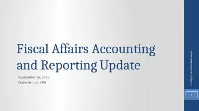 Fiscal Affairs Accounting and Reporting Update