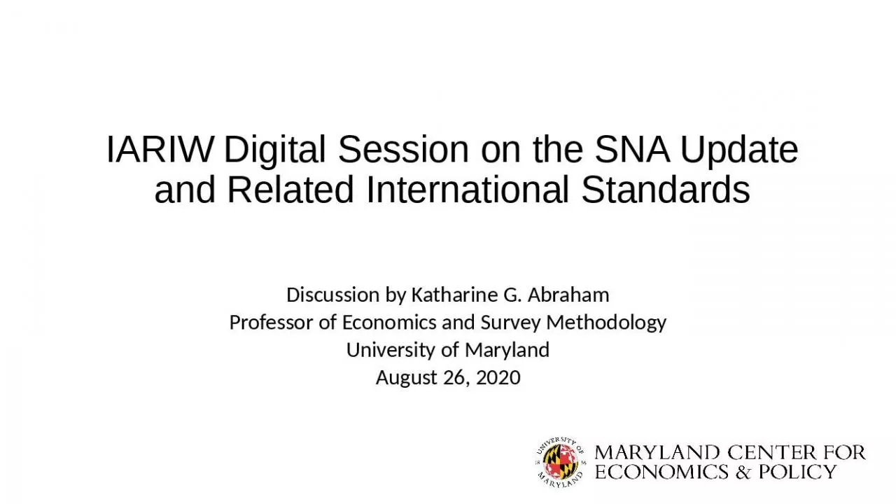 PPT-IARIW Digital Session on the SNA Update and Related International Standards