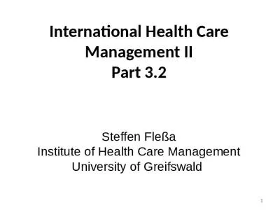 International Health Care Management II Part 3.2