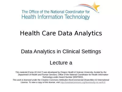 Health Care Data Analytics