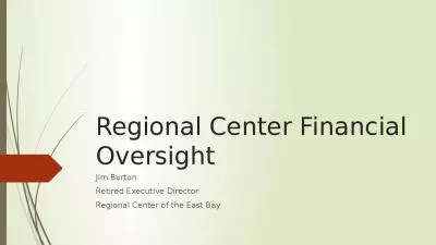 Regional Center Financial Oversight