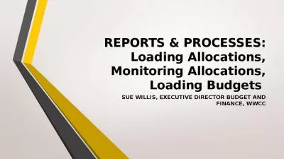 REPORTS & PROCESSES: Loading Allocations, Monitoring Allocations, Loading Budgets