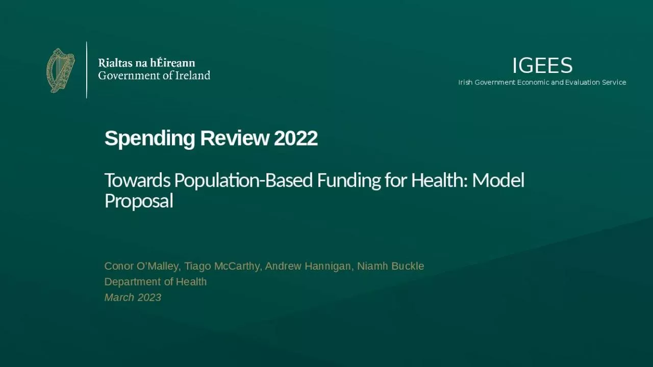 PPT-Spending Review 2022 Towards Population-Based Funding for Health: Model Proposal