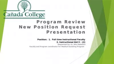 Program Review New Position Request Presentation