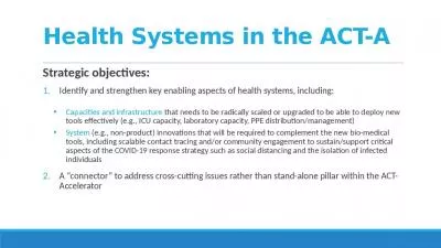 Health Systems in the ACT-A