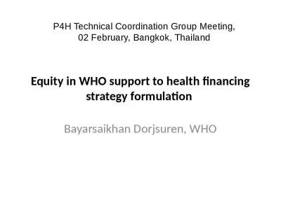 Equity in WHO support to health financing strategy formulation