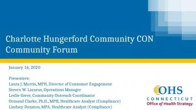 Charlotte Hungerford Community CON  Community Forum