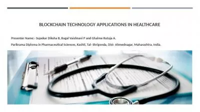 BLOCKCHAIN TECHNOLOGY APPLICATIONS IN HEALTHCARE