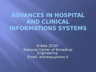 Advances in Hospital and Clinical Informations Systems