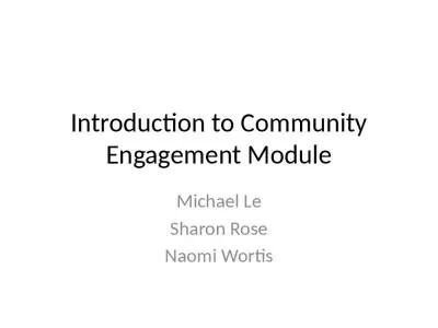 Introduction to Community Engagement Module