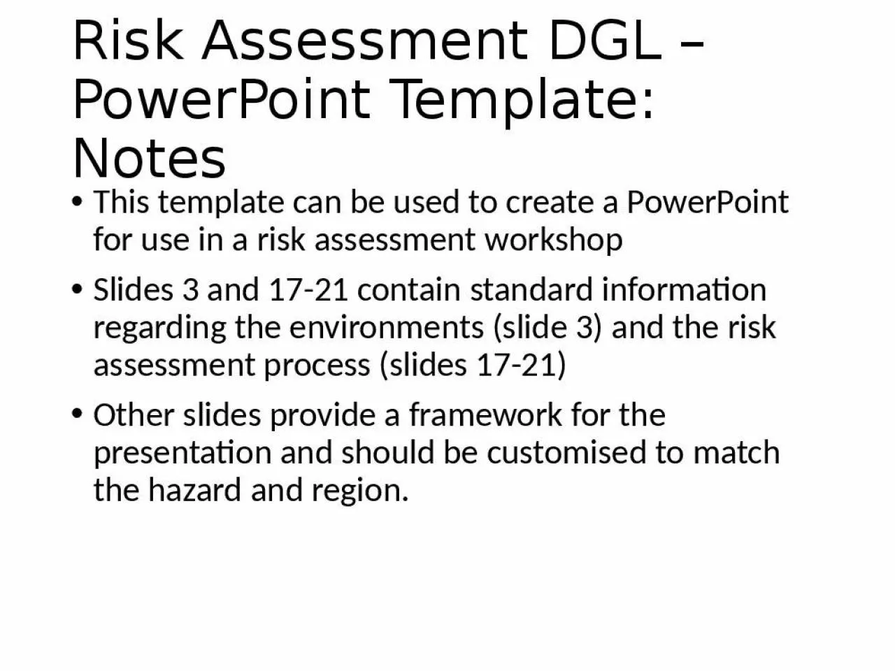 PPT-Risk Assessment DGL PowerPoint Template: Notes