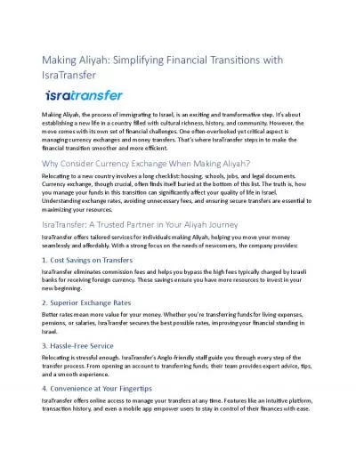 Making Aliyah: Simplifying Financial Transitions with IsraTransfer