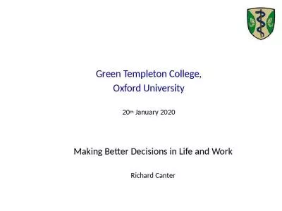 Making Better Decisions in Life and Work Richard Canter