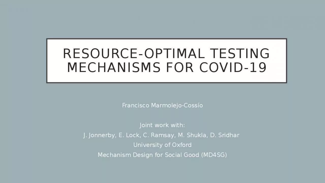 PPT-Resource-optimal Testing Mechanisms for COVID-19