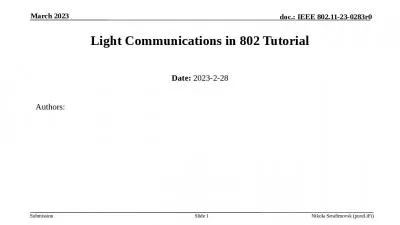 Light Communications in 802 Tutorial