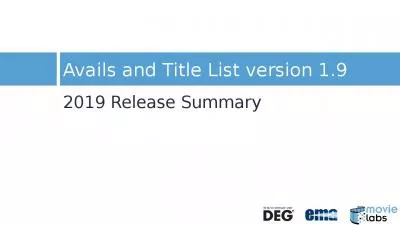 Avails and Title List version 1.9