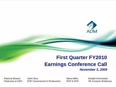 First Quarter FY2010 Earnings Conference Call November 3, 2009