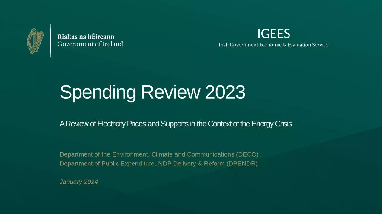 PPT-Spending Review 2023 A Review of Electricity Prices and Supports in the Context of the