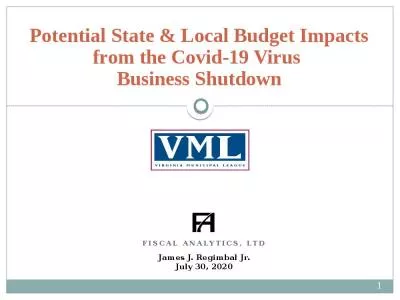 Potential State & Local Budget Impacts from the Covid-19 Virus  Business Shutdown