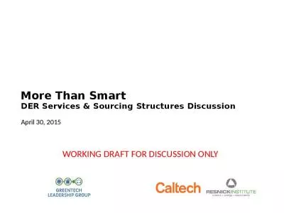 More Than Smart DER Services & Sourcing Structures Discussion